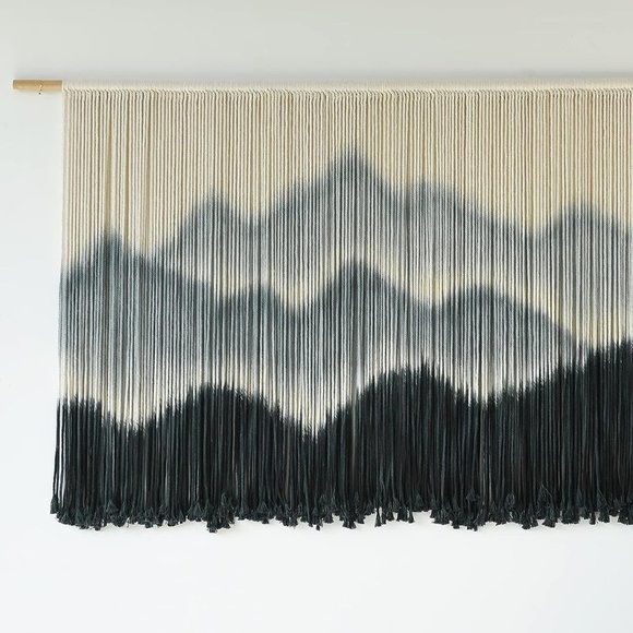 Anthropologie Large Mountain Dip-Dyed Macrame Modern Fiber Art Boho Wall Hanging - Picture 7 of 8